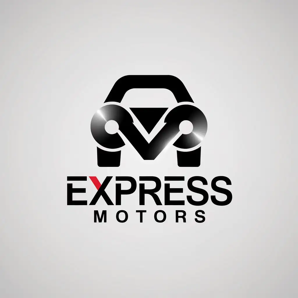 LOGO Design for Express Motors Bold Metallic Silver Fiery Red and Deep Black VehicleInspired Text