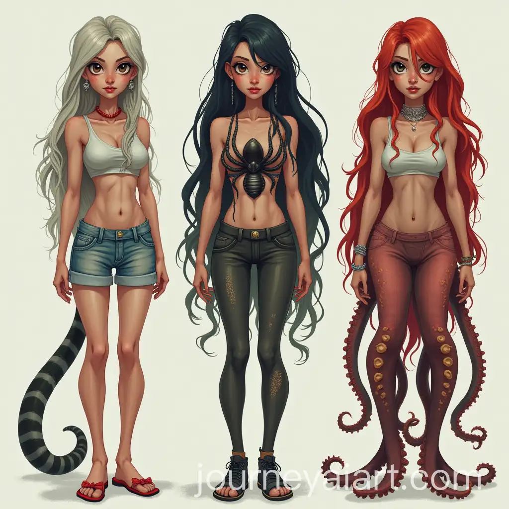 Three-SheMonsters-with-Unique-Creature-Traits-and-Hair-Styles