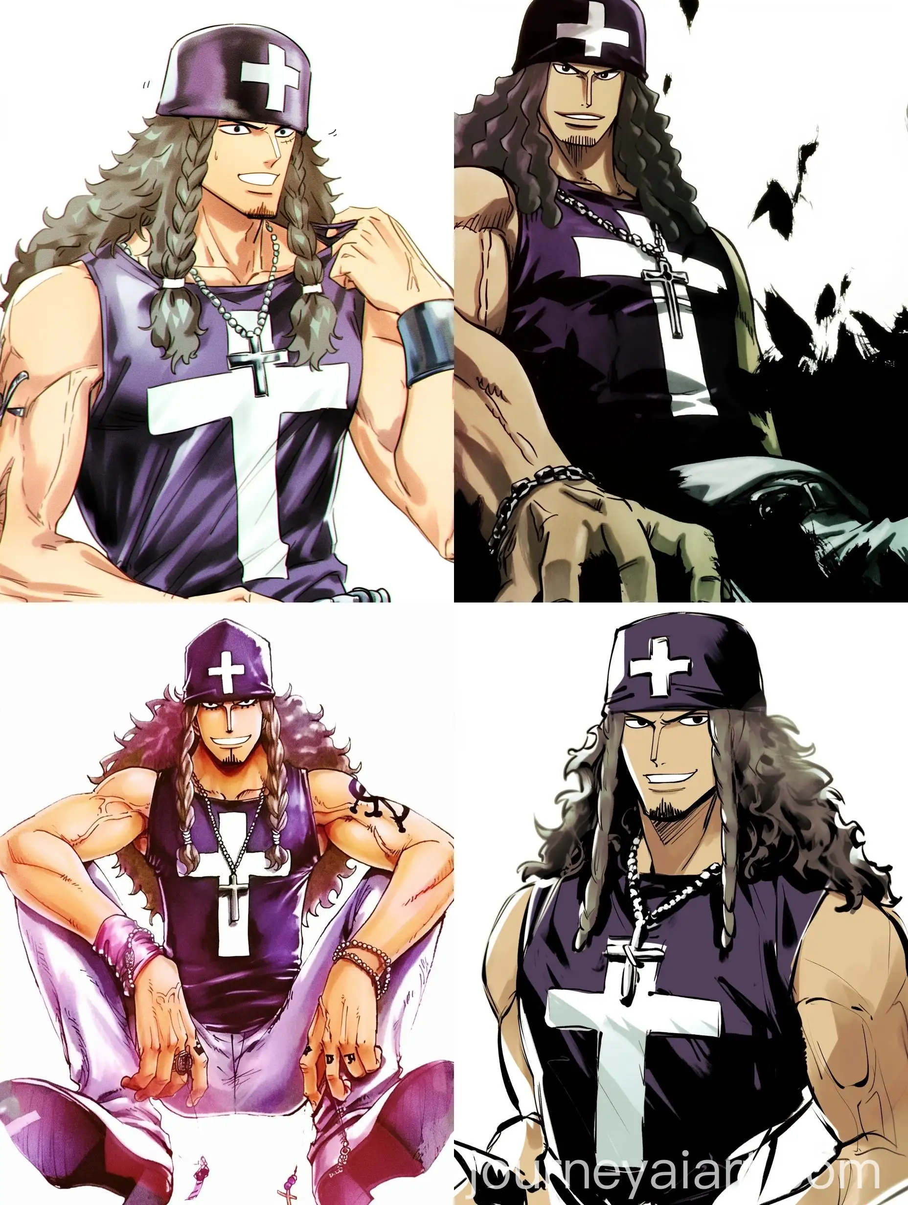 Watercolor-Pirate-Character-from-One-Piece-Manga-with-Braided-Hair