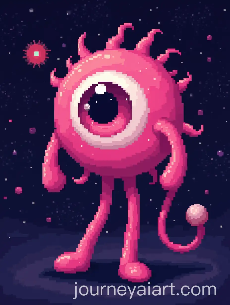 Whimsical-Pixel-Art-of-a-Pink-Cosmic-Eye-with-Legs-and-Tail