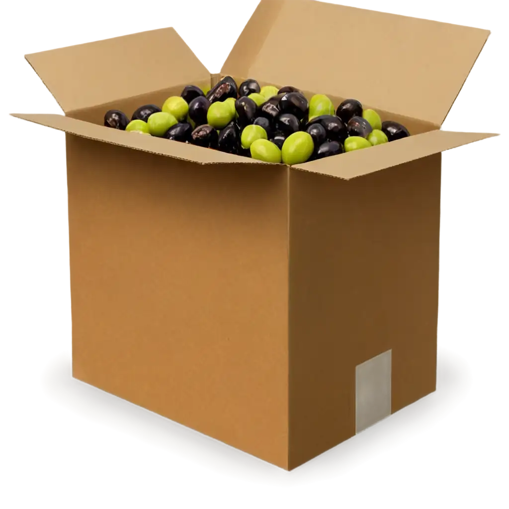 Cardboard box containing olives