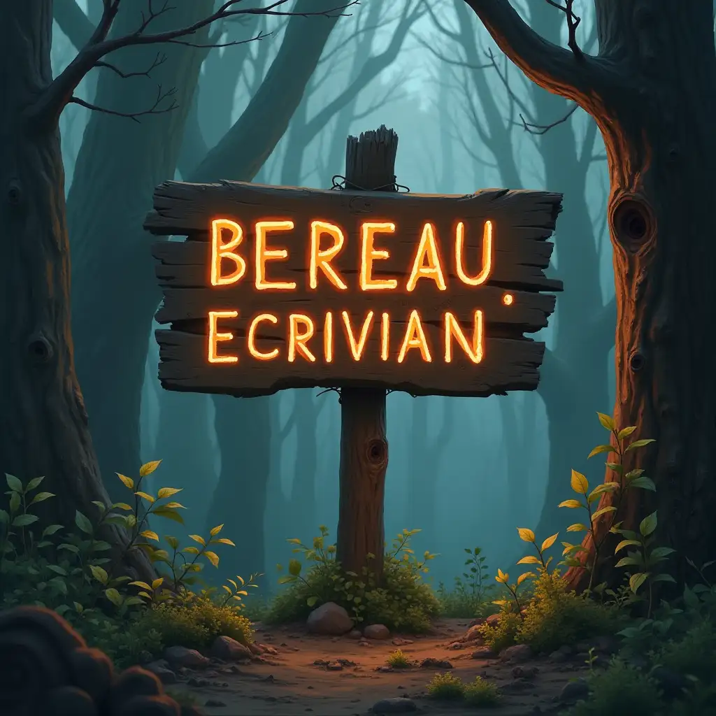 Whimsical-Signage-for-BEREAU-ECRIVIAN-in-a-Fantasy-Setting