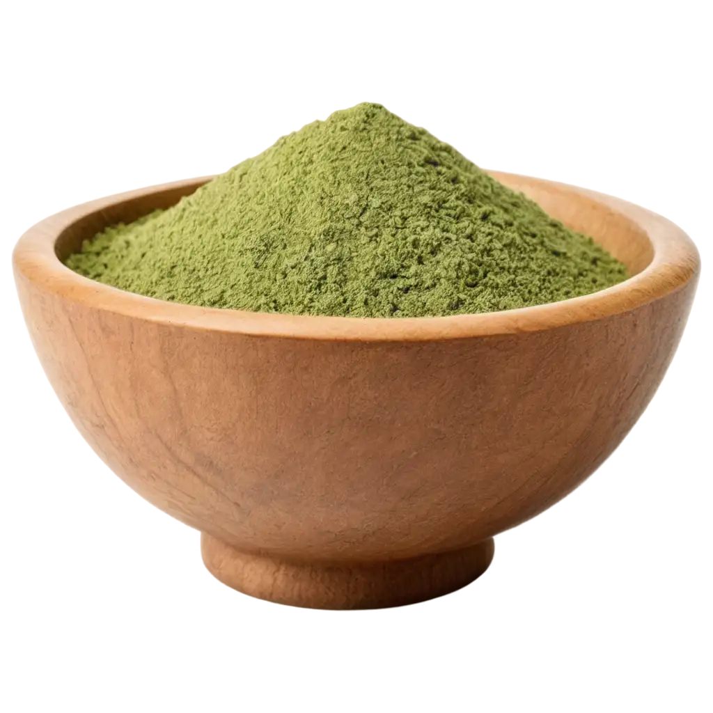 Fresh-Coriander-Powder-in-Wooden-Bowl-PNG-Image-Rustic-Elegance-and-Natural-Texture