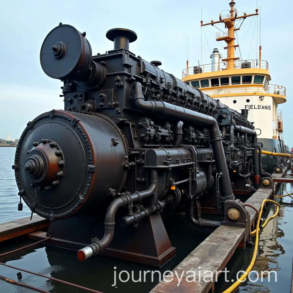CloseUp-View-of-a-Ship-Diesel-Engine-in-Detail