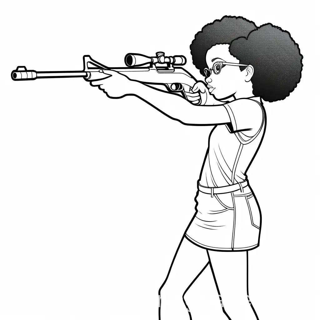 Black-Girl-Taking-Aim-Coloring-Page