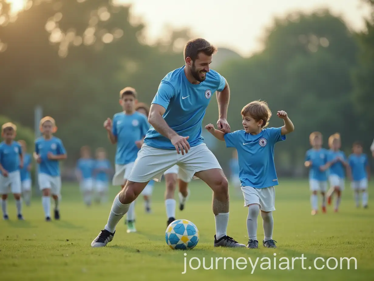 Father-and-Child-Supporting-Blue-and-White-Soccer-Team-with-Transcendental-Intelligence