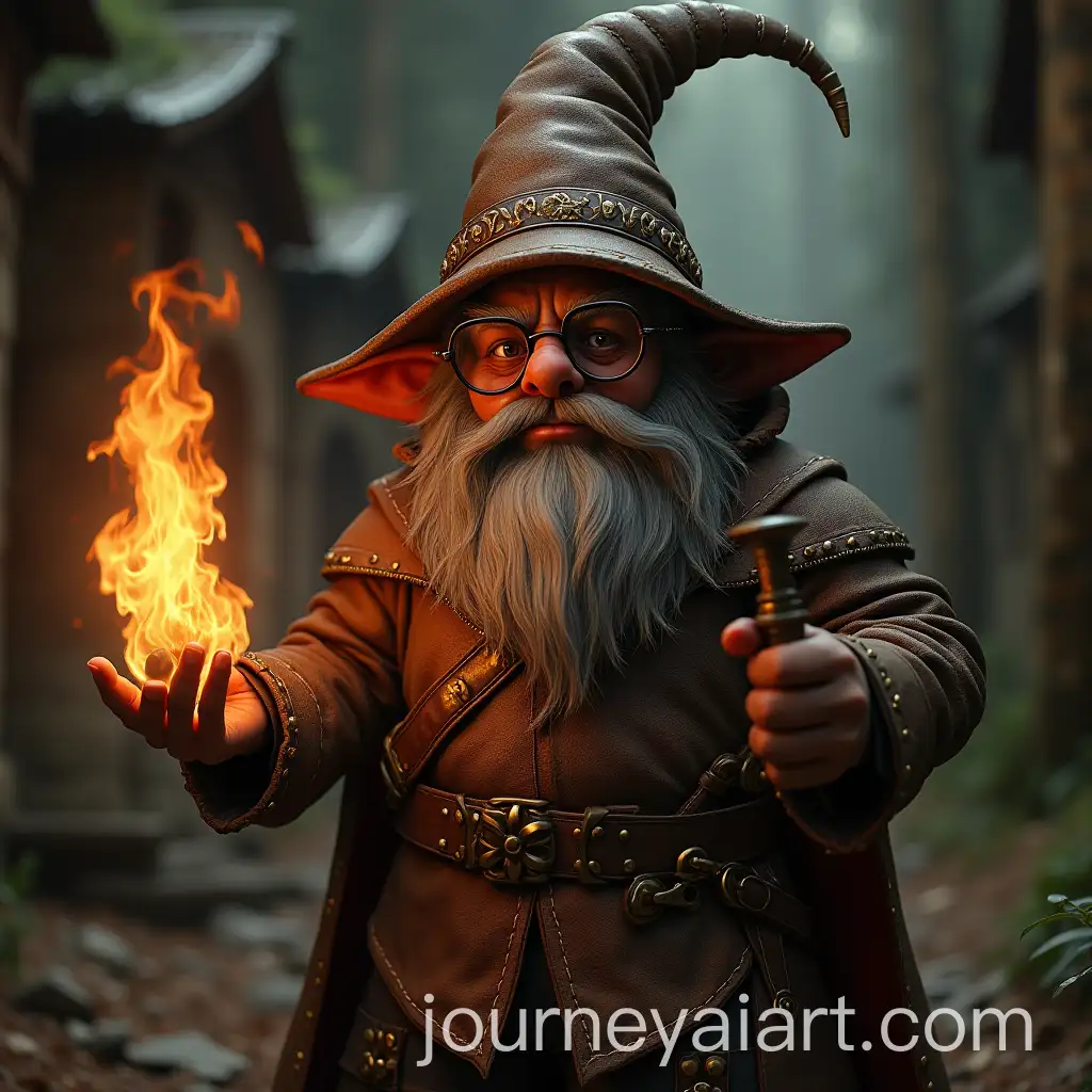 DarkSkinned-Gnome-Mastering-Fire-Magic-in-Medieval-Fantastique-Steampunk-Style