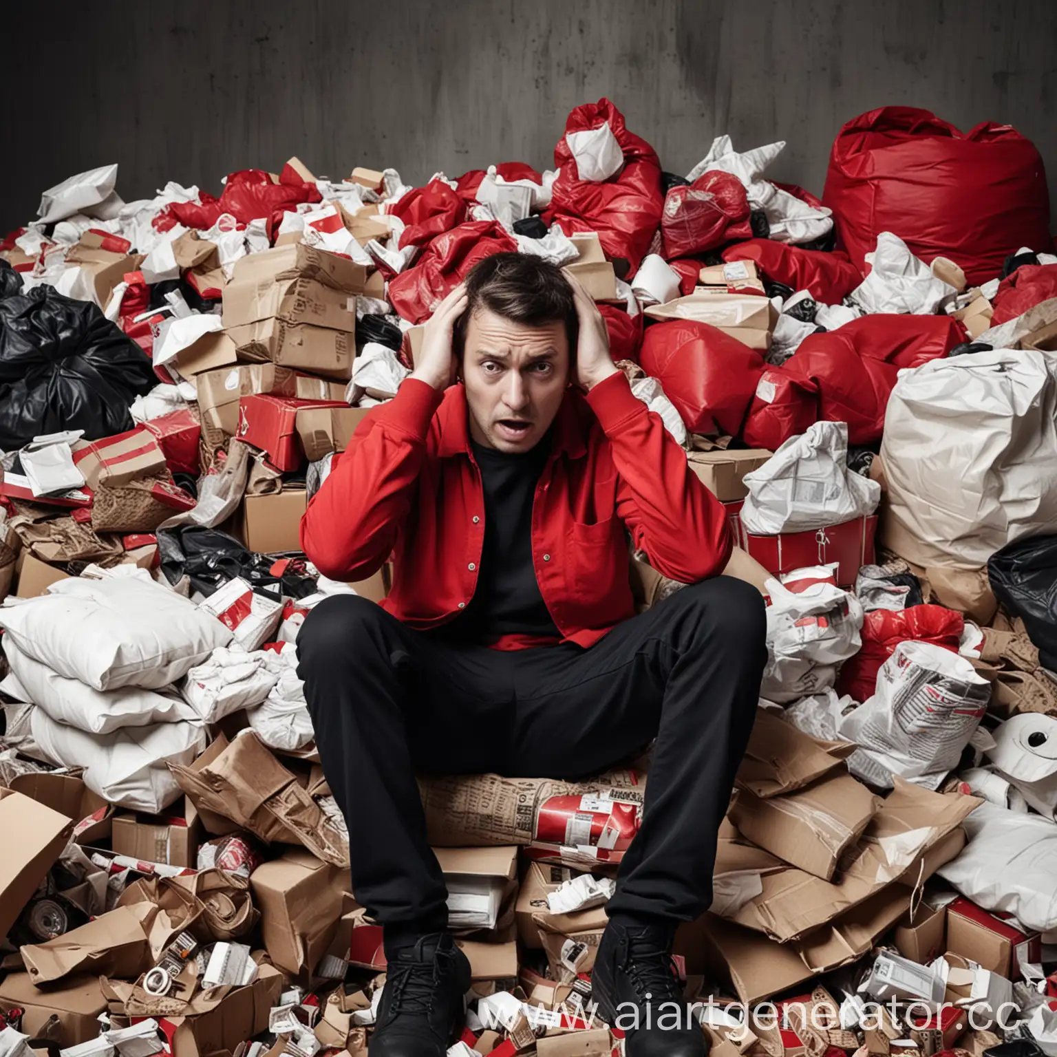 Man-Overwhelmed-by-Fear-Surrounded-by-Assorted-Goods