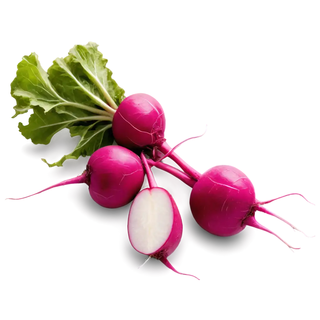 HighResolution-Vibrant-Purple-Radishes-PNG-with-Fresh-Green-Leaves-Perfect-for-Culinary-Health-and-Organic-Imagery