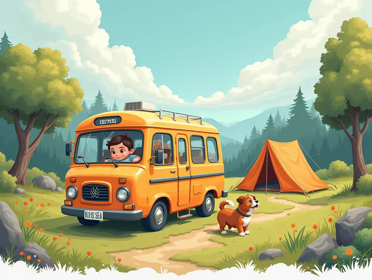 Joyful-Life-Journey-Bus-Adventures-Hot-Tea-Dog-Games-and-Tent-Rest