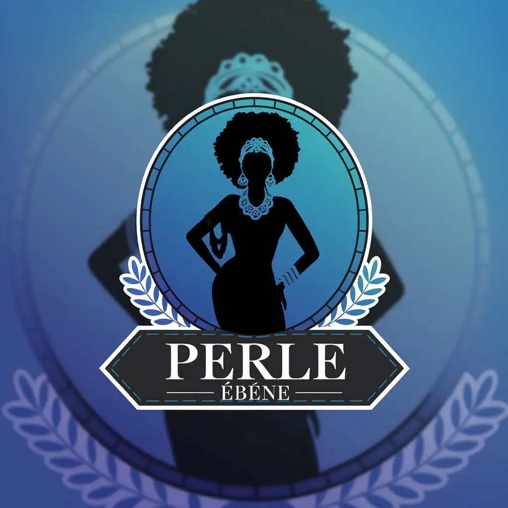 LOGO Design for Perle bne Black Afro Woman Silhouette with Accessories on Clear Background