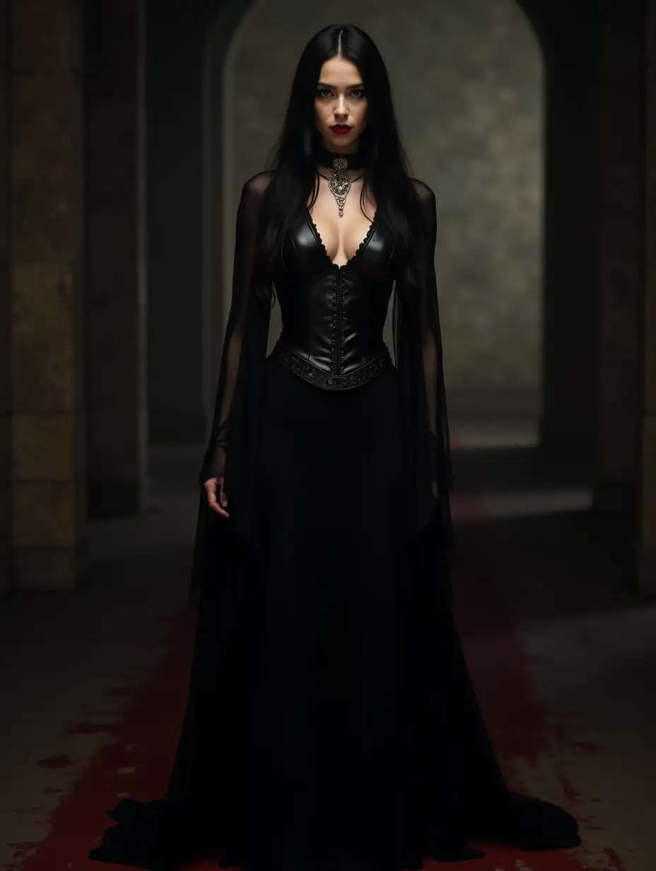 Female-Primordial-Vampire-in-Gothic-Castle-with-Deep-Raven-Hair-and-BloodTinted-Gown