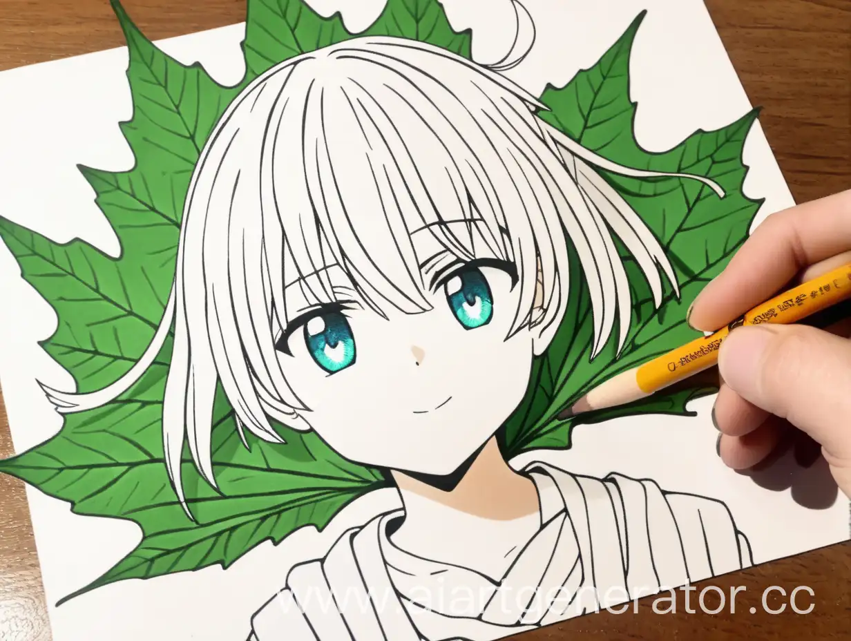 Anime-Character-Genshin-Impact-Drawing-on-Leaf