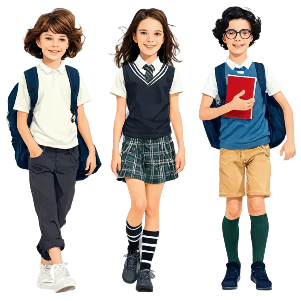 Fashionable-Schoolchildren-PNG-Image-Creative-AI-Art-Prompt