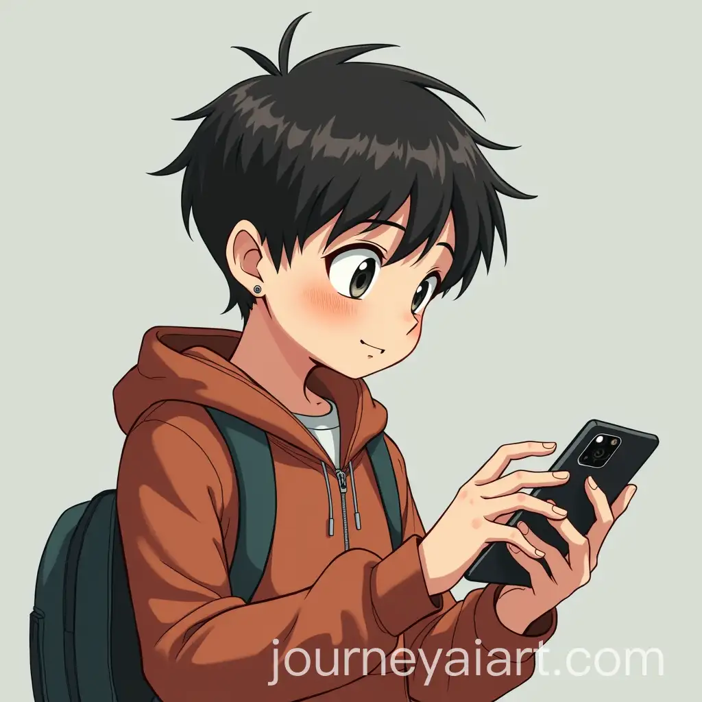 Anime-Boy-Focused-on-Mobile-Phone