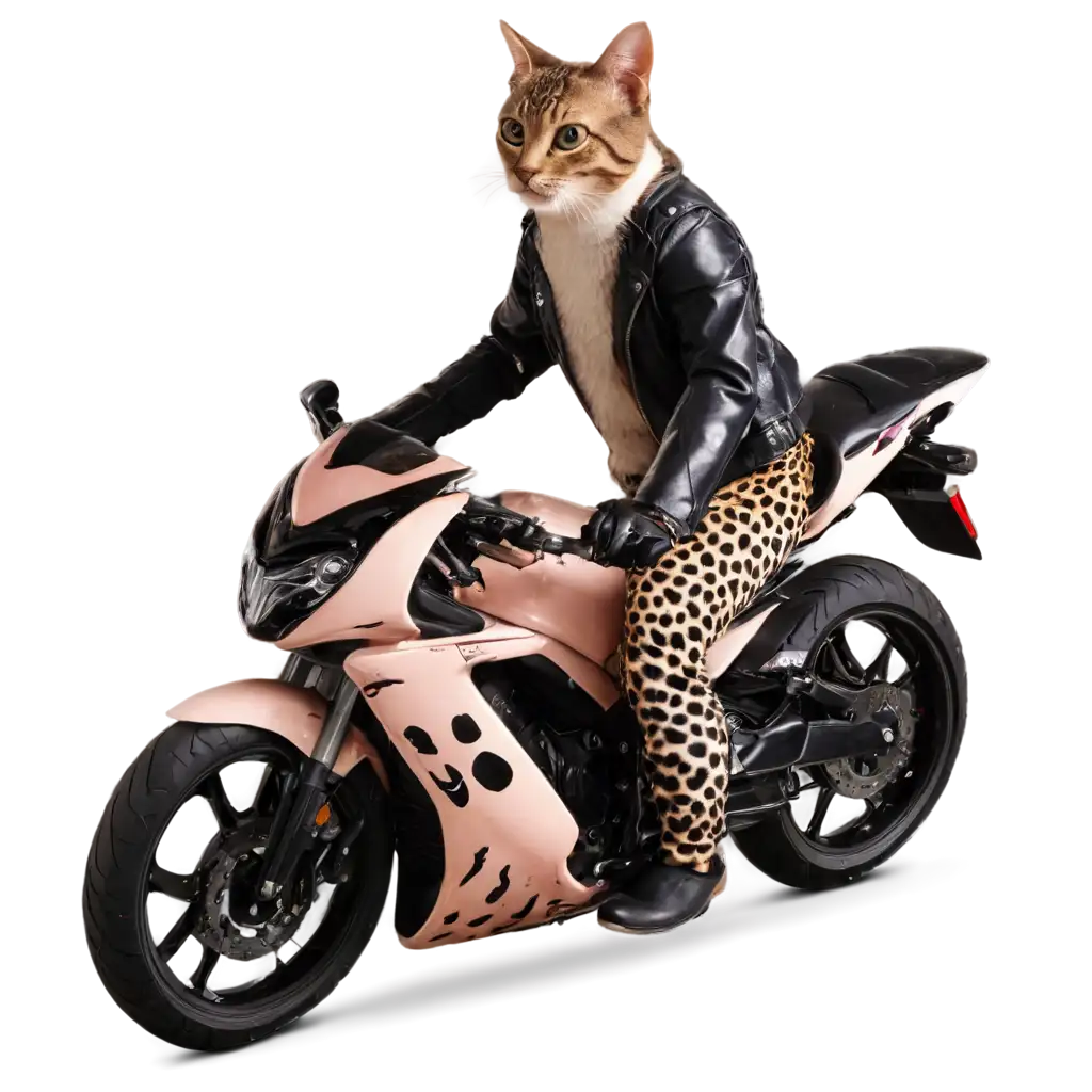 Spotted-Cat-Riding-a-Motorcycle-PNG-Image-for-Creative-Design-and-Fun-Projects