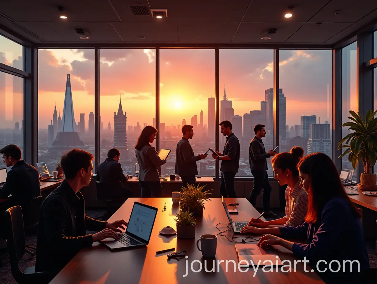 Modern-CoWorking-Space-with-Iconic-London-Landmarks-at-Sunset