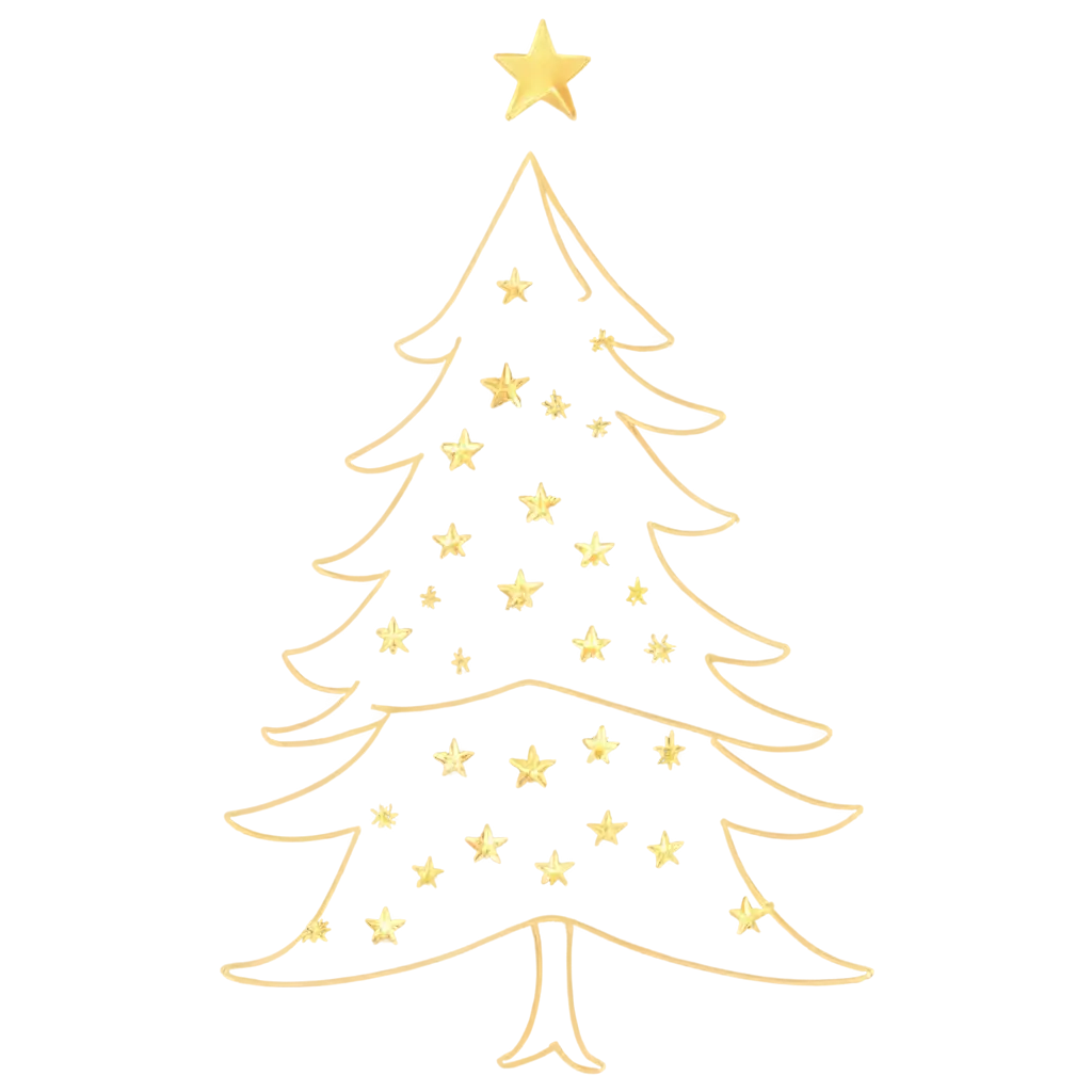 Elegant-Christmas-Tree-Logo-PNG-Minimalist-Design-with-Glowing-Lights-and-Golden-Stars