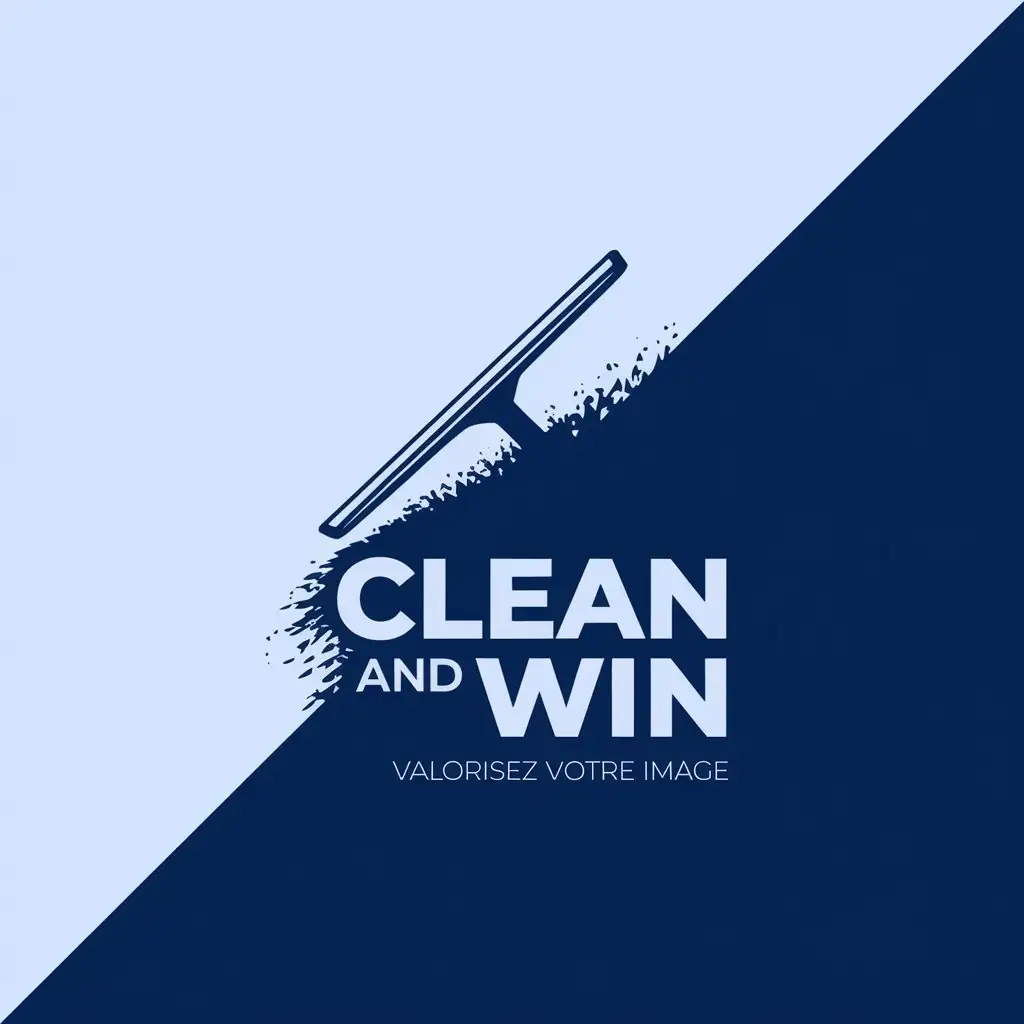 LOGO Design for Clean and Win Minimalistic Blue Squeegee with Clean Background