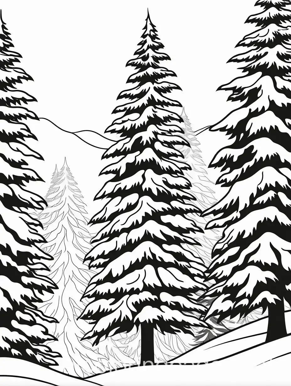 Resilient-Evergreen-in-a-Snowstorm-Coloring-Page