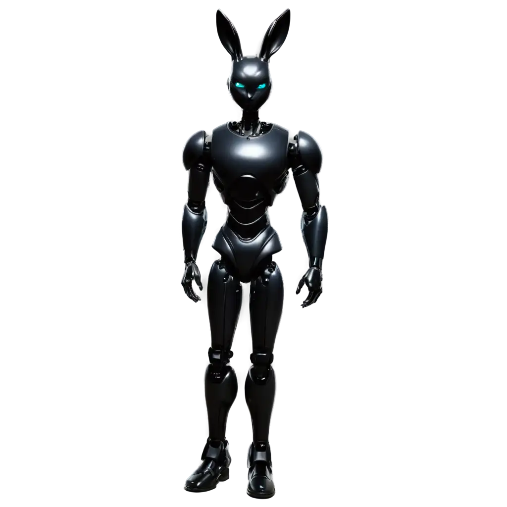 Villain-Black-Rabbit-Humanoid-AI-Robot-Full-Body-PNG-Image-Comic-Book-Style