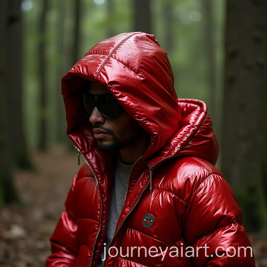 Leon-Cybor-in-Red-Metallic-Candy-Armor-in-the-Forest