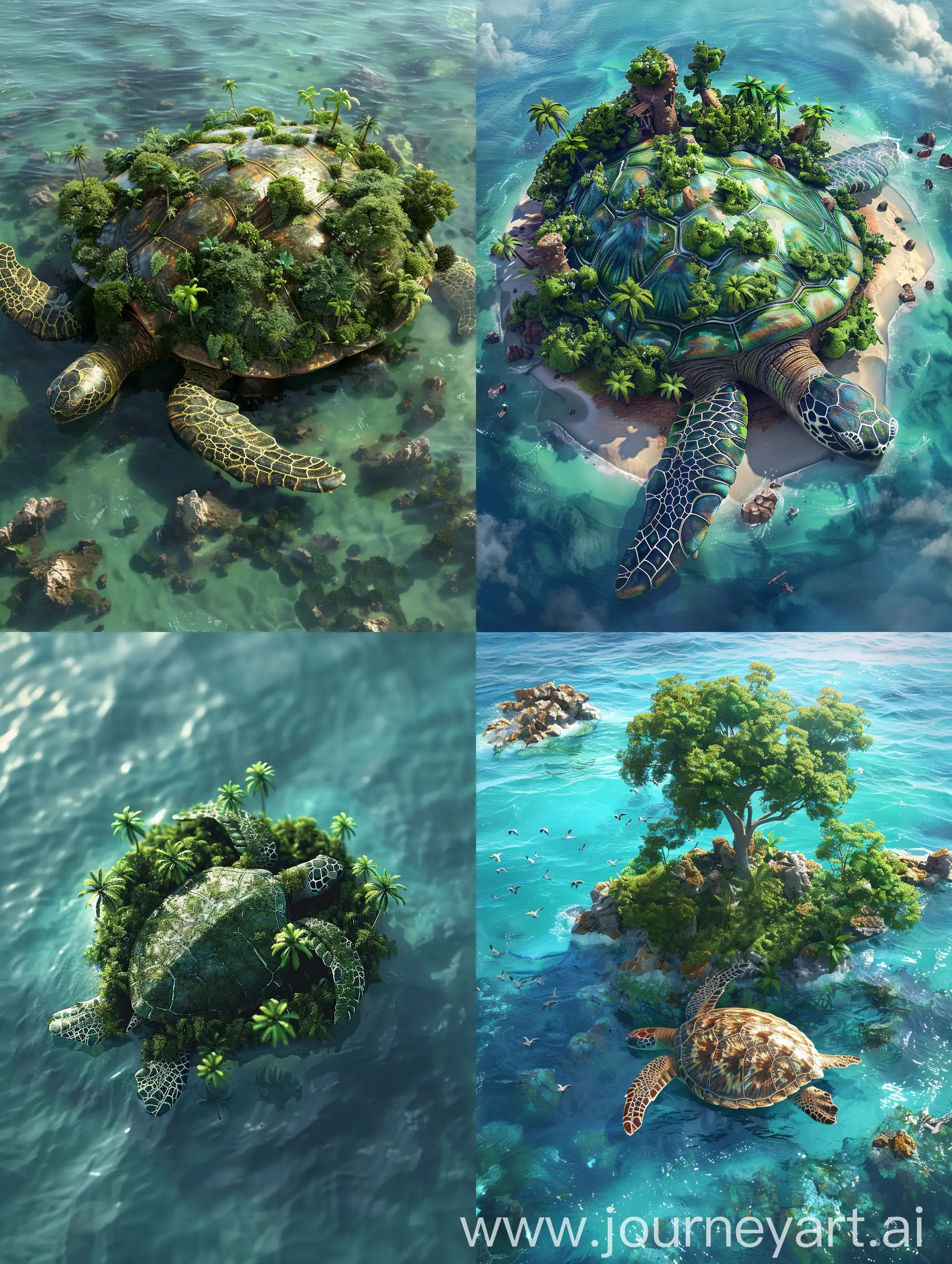 Tropical-Turtle-Island-in-2D-Art