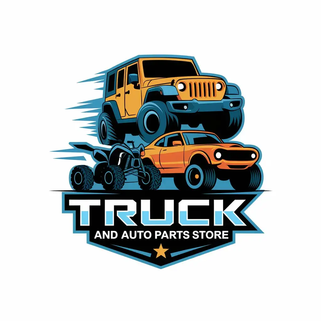 LOGO Design for Truck and Auto Parts Store Dynamic Jeep Stylish Auto with Speed and Strength