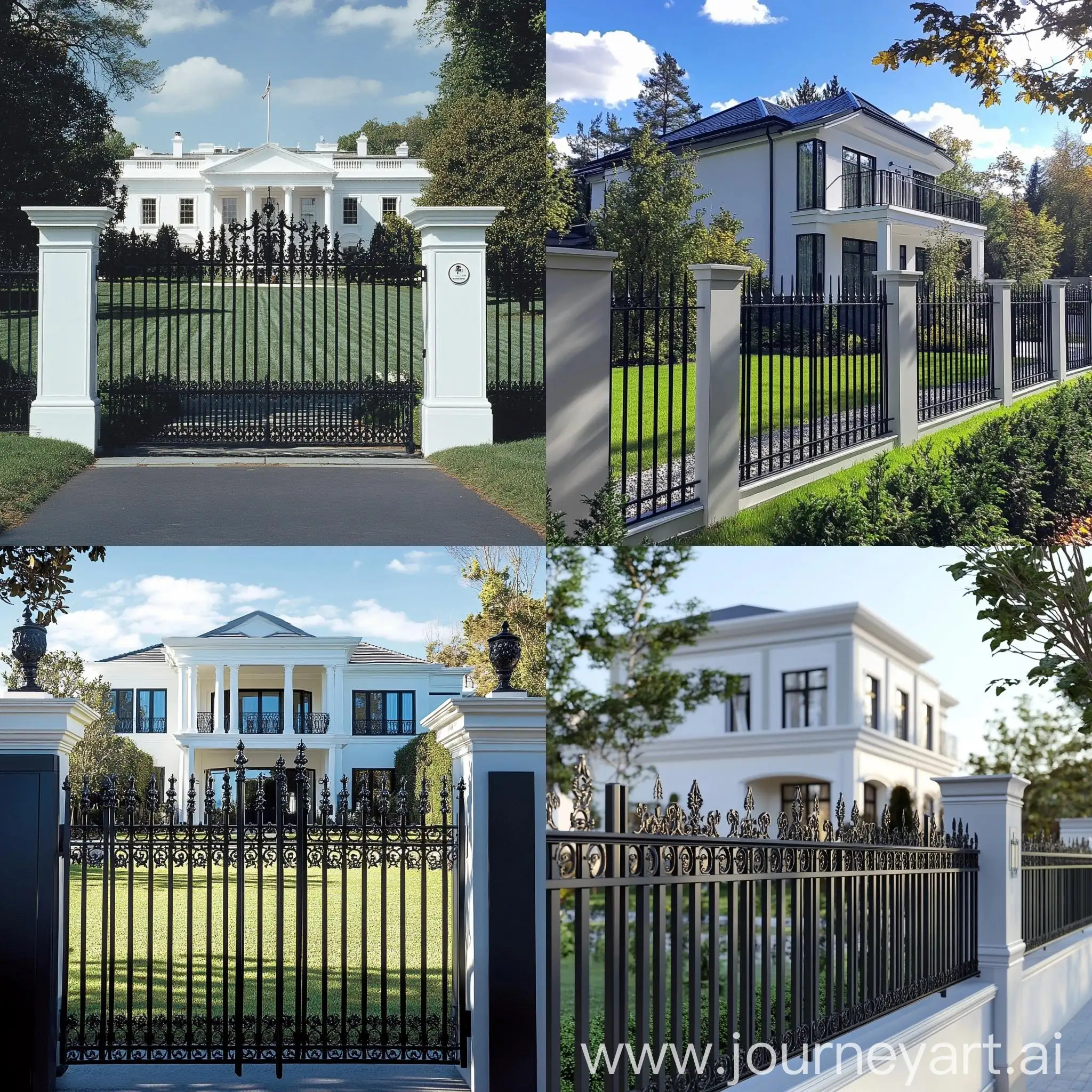 Modern-White-House-Behind-Iron-and-White-Fence