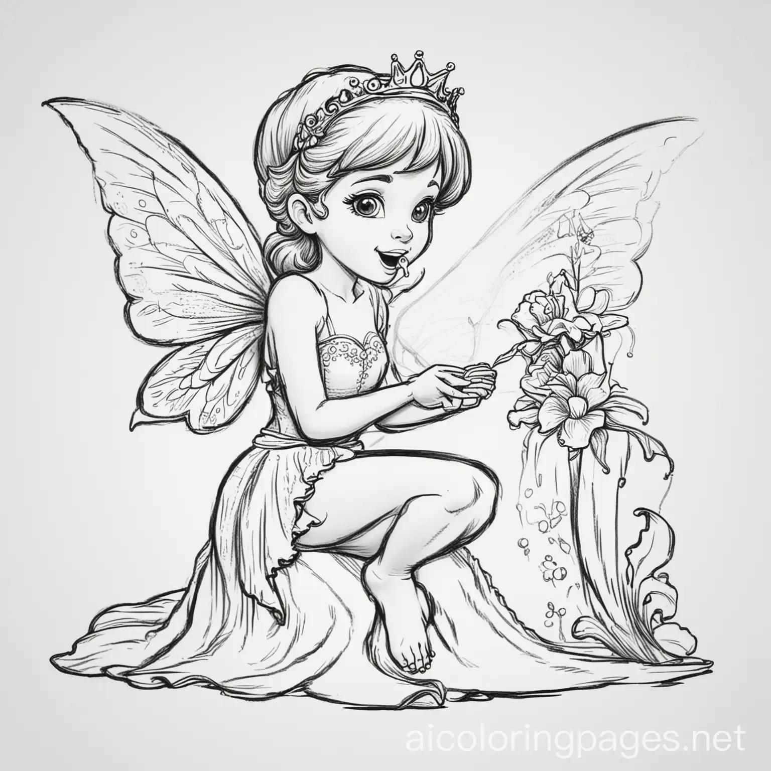 Tooth-Fairy-Coloring-Page-Kneeling-Down-to-Collect-a-Tooth