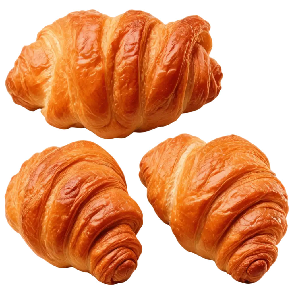 HighQuality-PNG-of-Three-GoldenBrown-Croissants-with-Flaky-Buttery-Texture-for-Culinary-and-Branding-Use