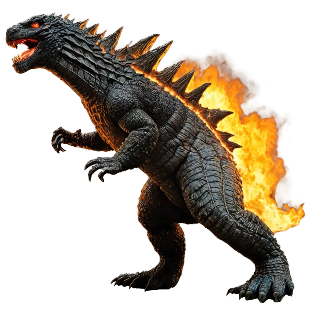 HighResolution-PNG-Image-of-Godzilla-Breathing-Fire-to-Defeat-a-Giant-Monster-in-an-Epic-Battle