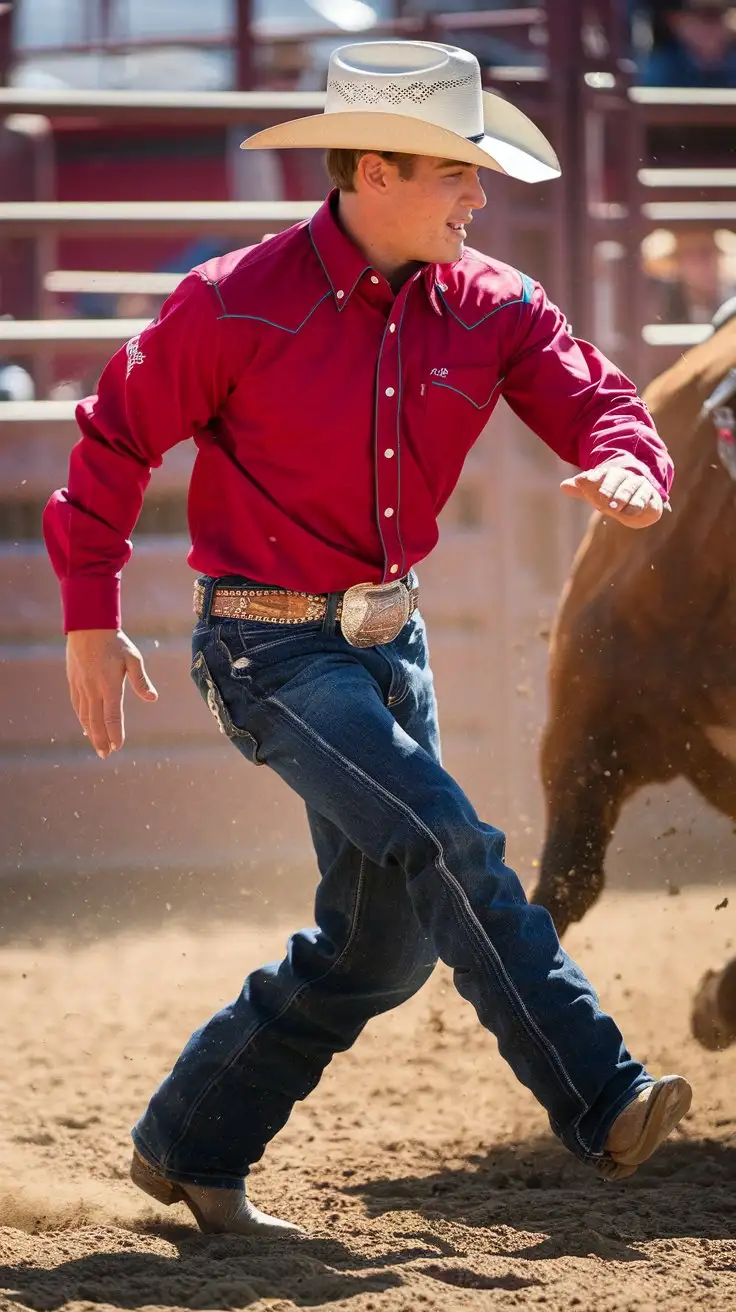 Cowboy-Bull-Riding-in-SunDrenched-Rodeo-Arena