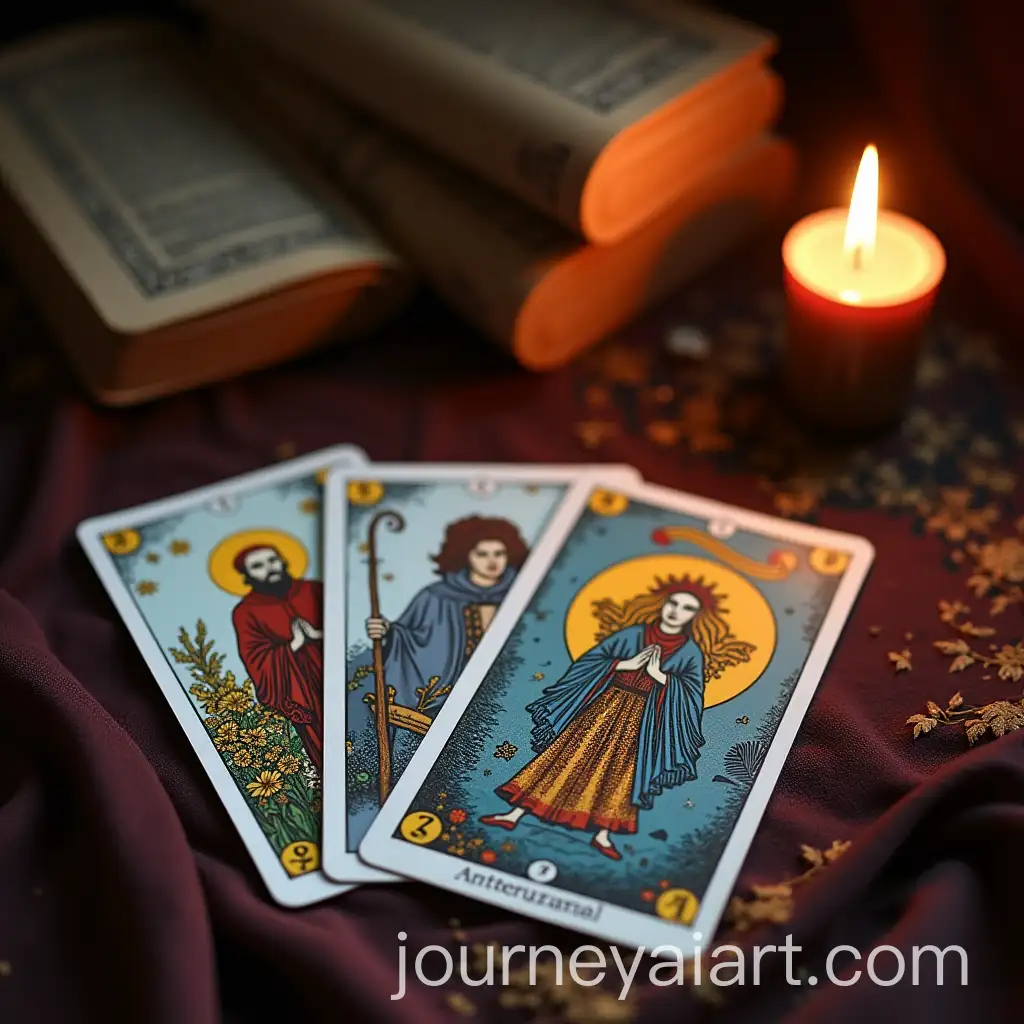 Tarot-Cards-and-a-Persons-Portrait-in-Mystical-Setting