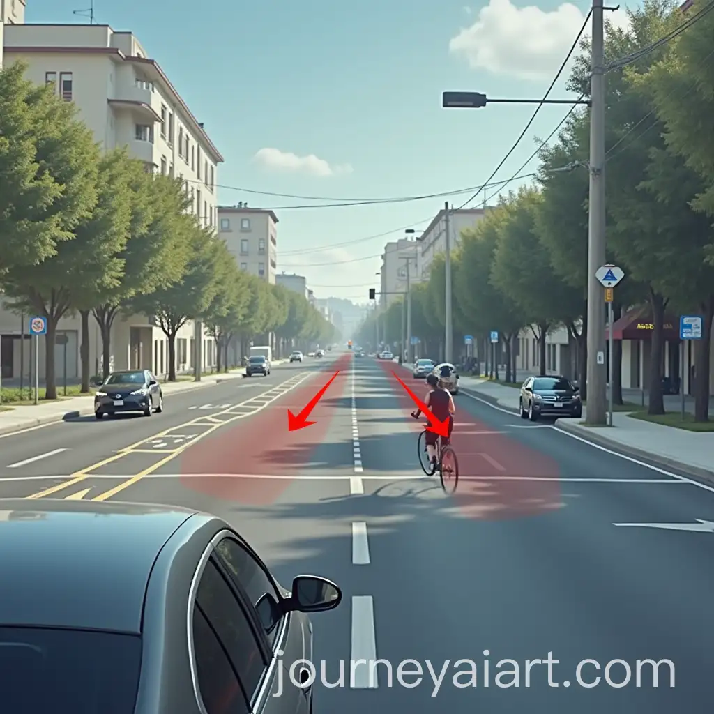 Car-Approaching-Intersection-with-Cyclist-Forward-Collision-Warning-and-Automatic-Emergency-Braking-in-Action