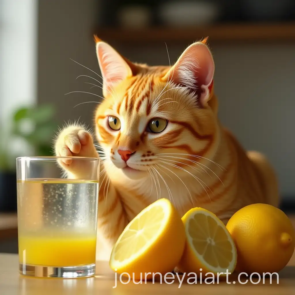 Yellow-Cat-Preparing-Lemon-Drink-in-a-Cozy-Kitchen