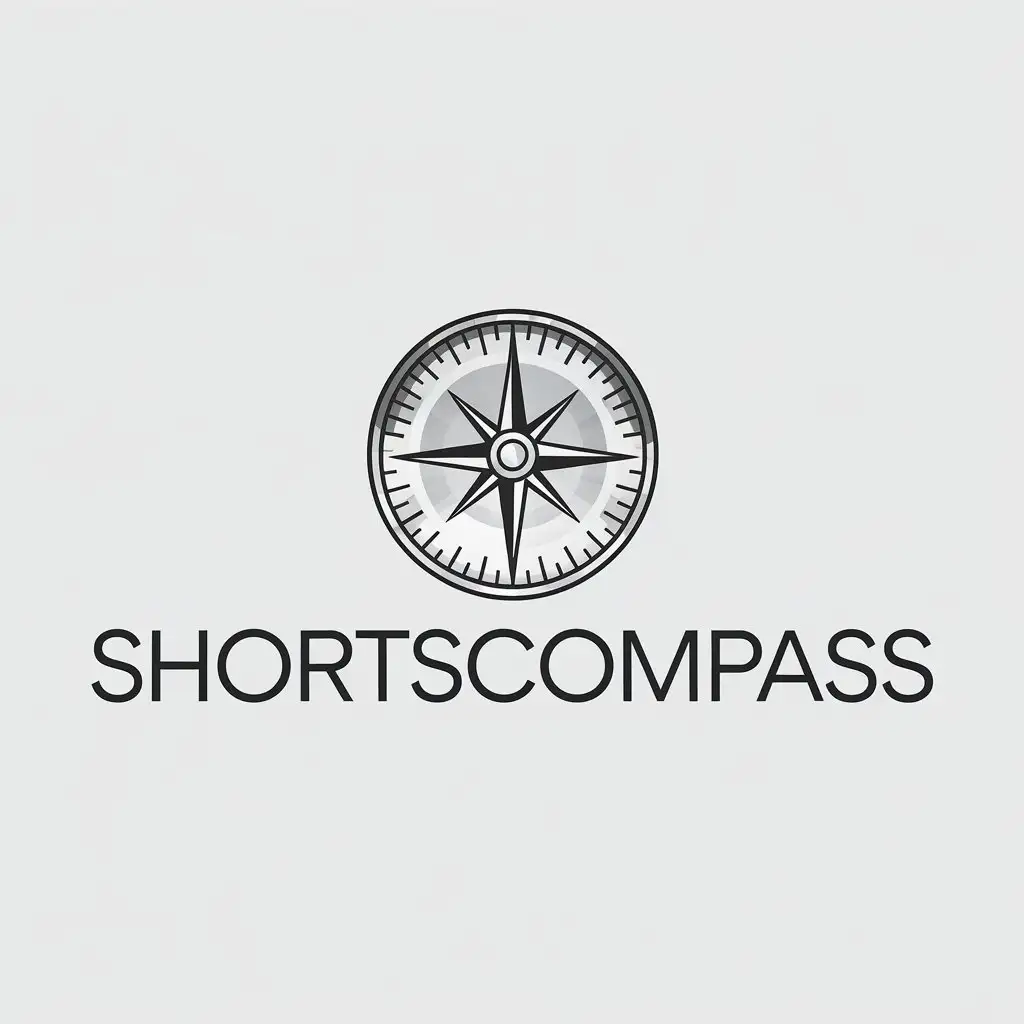 LOGO Design for ShortsCompass Minimalist Compass with Vector Typography on Clear Background