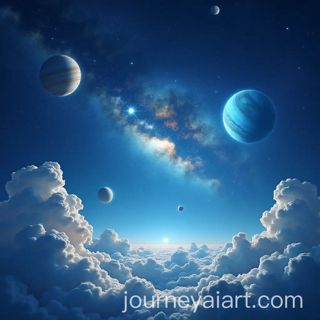 Cloudbed-in-Galaxy-Blue-with-Planets-Floating-Above