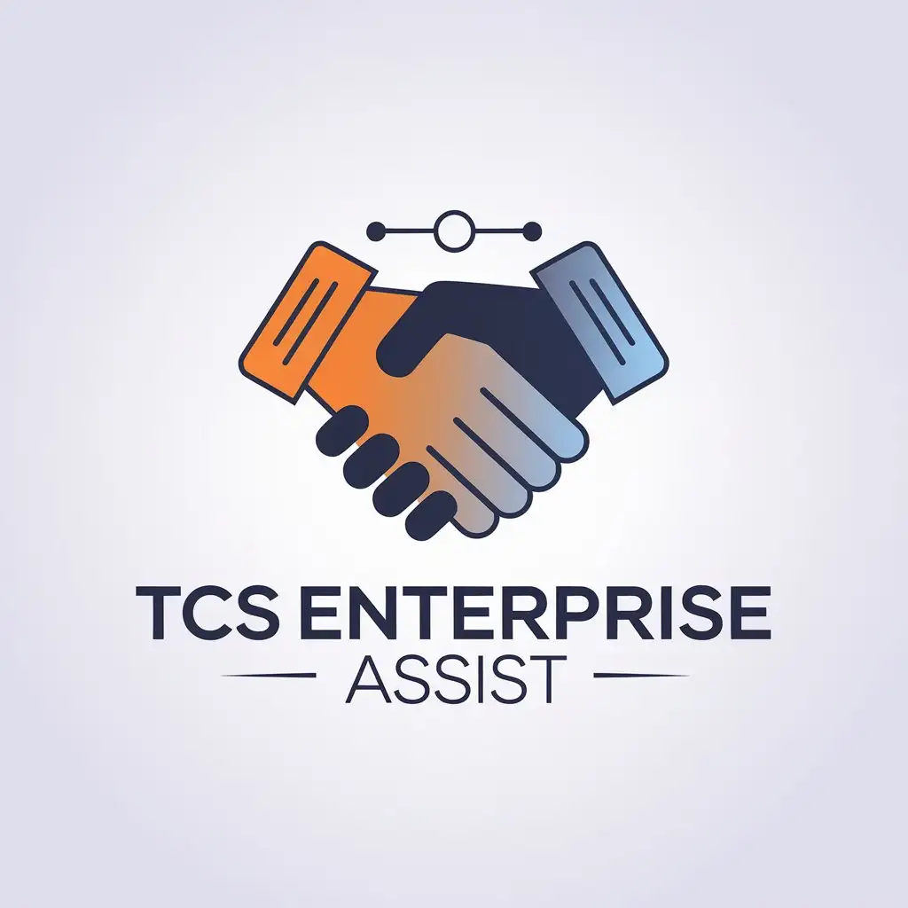 LOGO Design for TCS ENTERPRISE ASSIST Minimalistic Handshake Symbol with Orange and Blue Gradient for Technology Industry