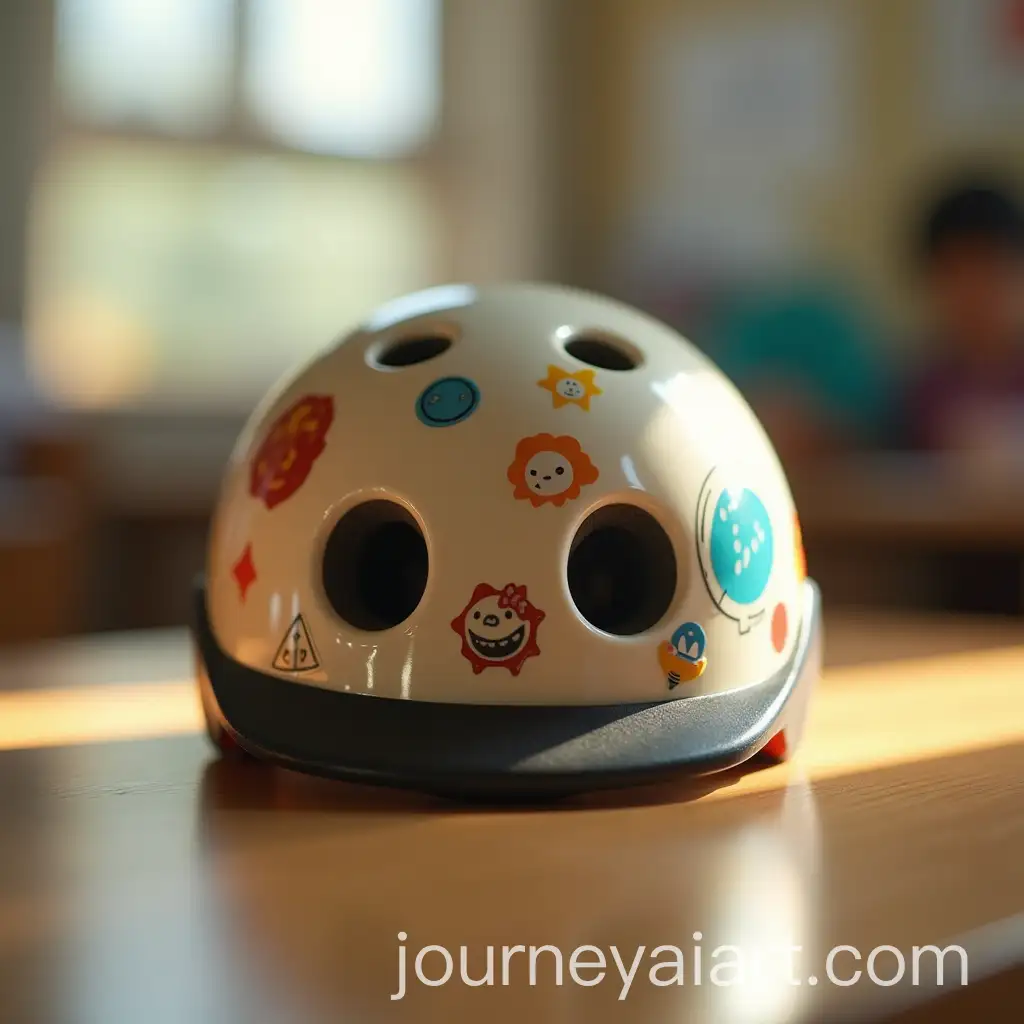 Childs-Personalized-Helmet-with-Playful-Designs-on-Desk