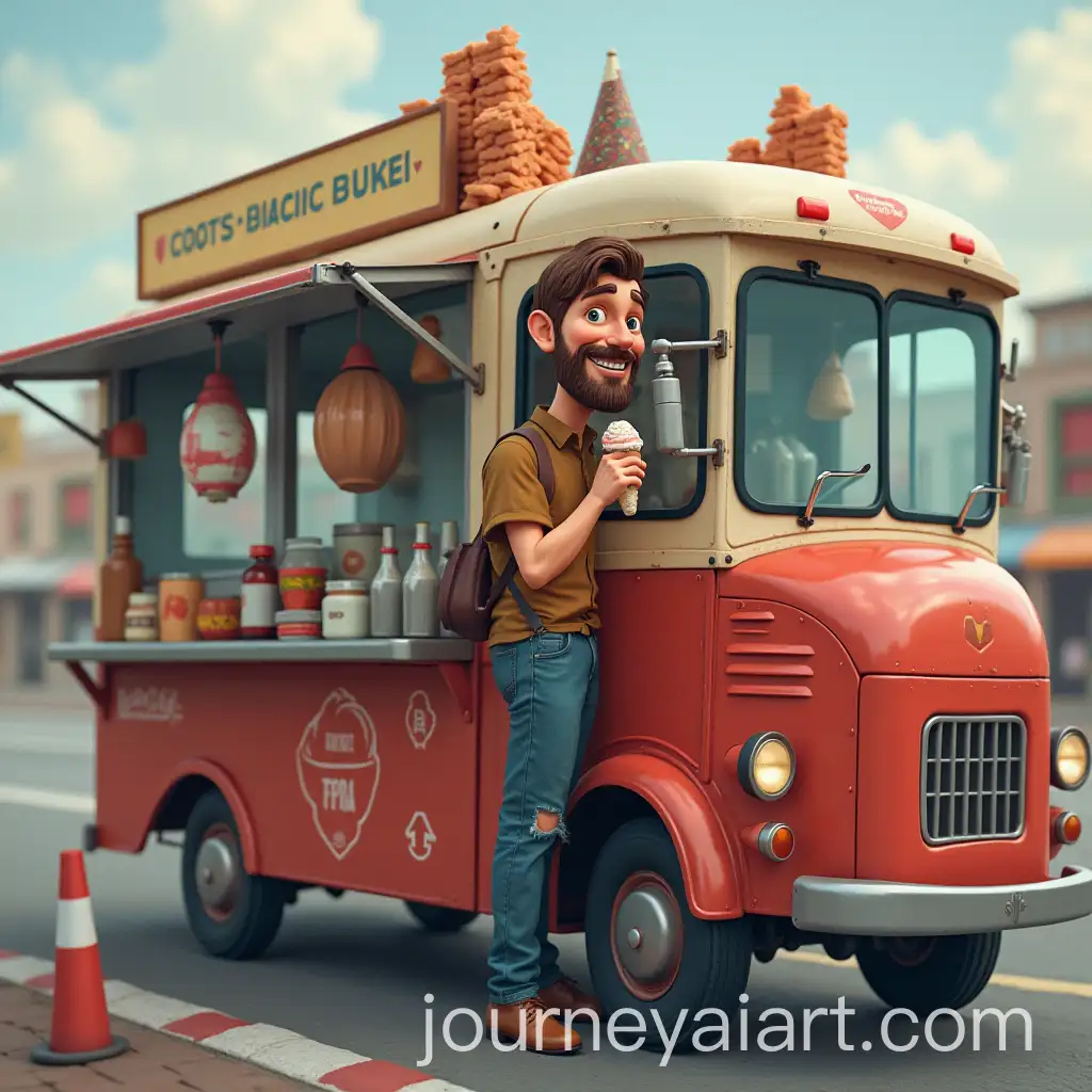 Man-Eating-Ice-Cream-on-Truck