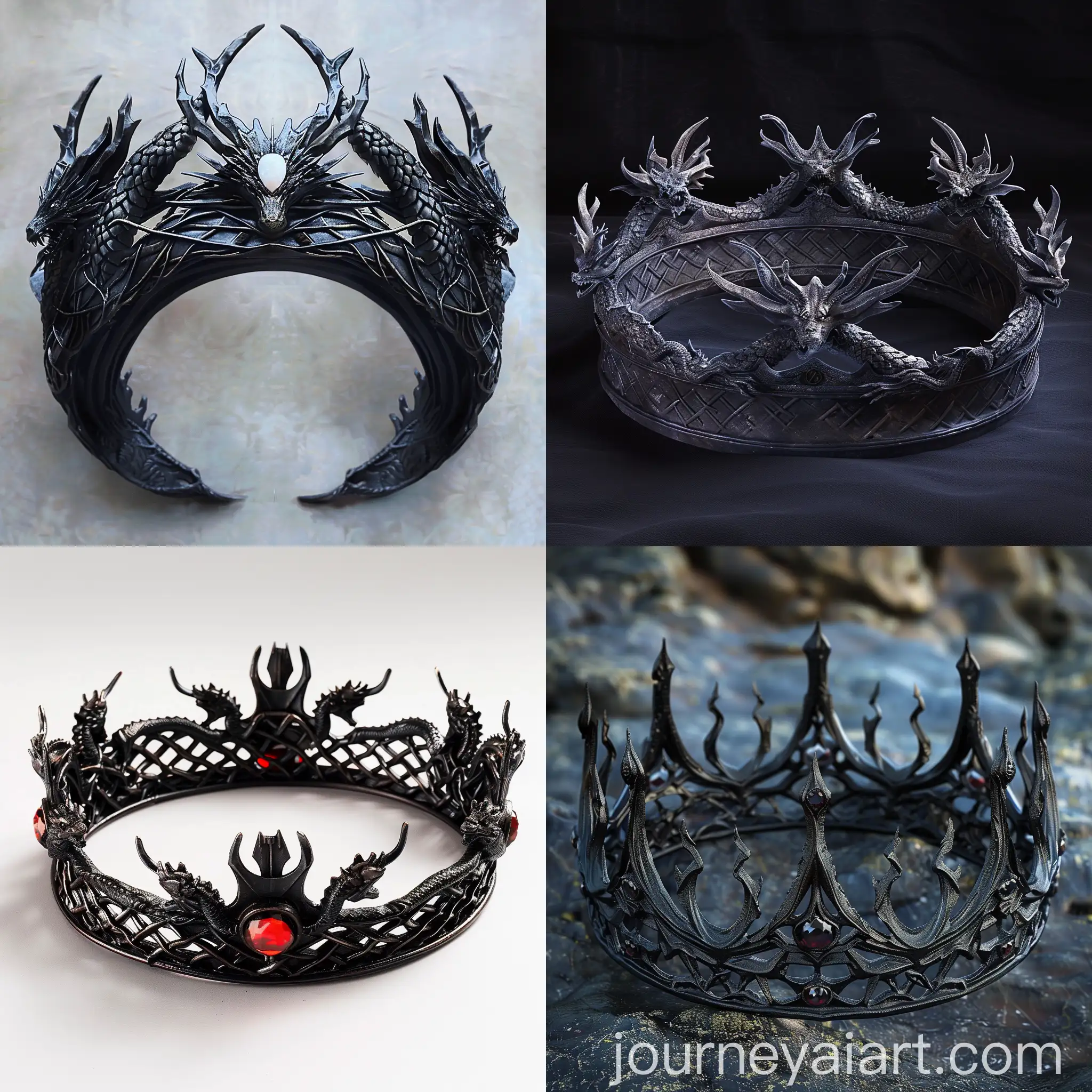 Valyrian-Steel-Crown-with-Dragon-Elements-and-Fire-Opal-Center