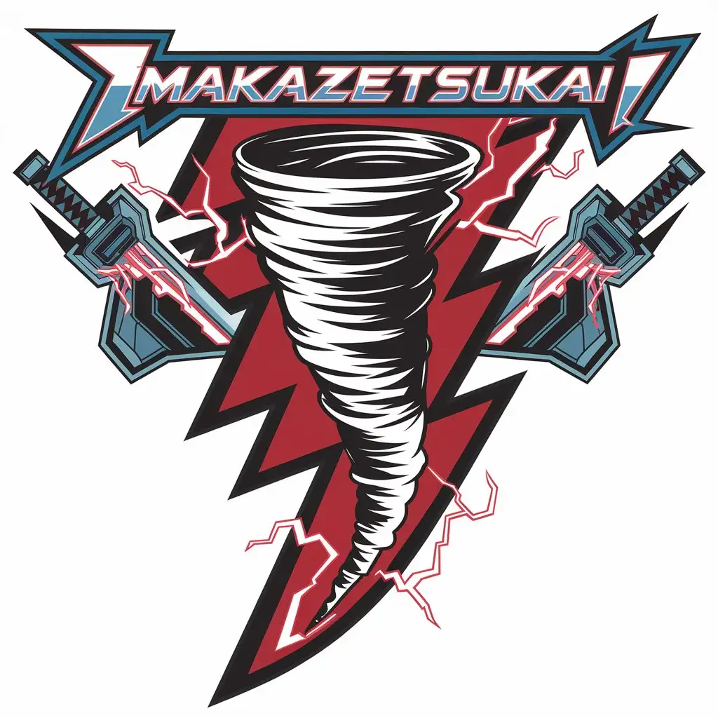 LOGO Design for Imakazetsukai Tornado Dual Swords with Electricity in Black White and Red Theme