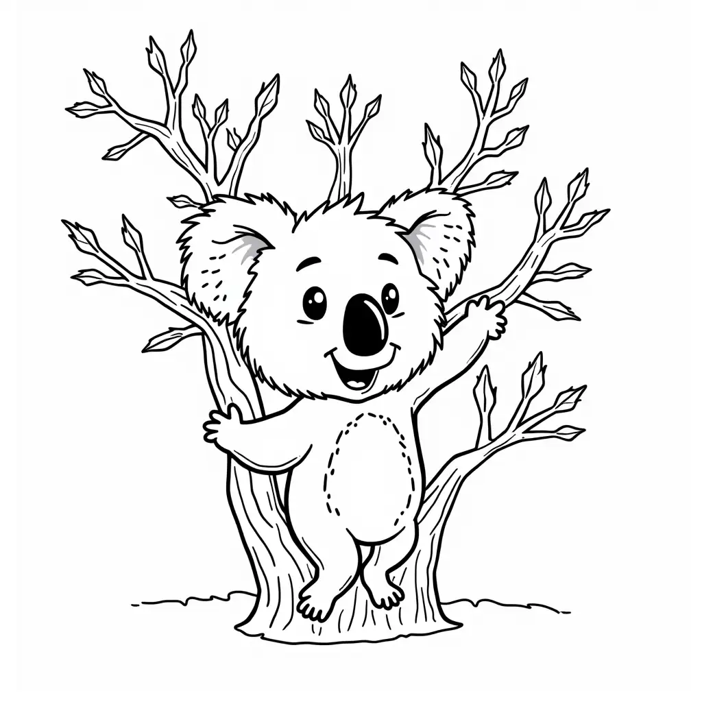 Cheerful-Koala-Decorating-Eucalyptus-Tree-for-Christmas