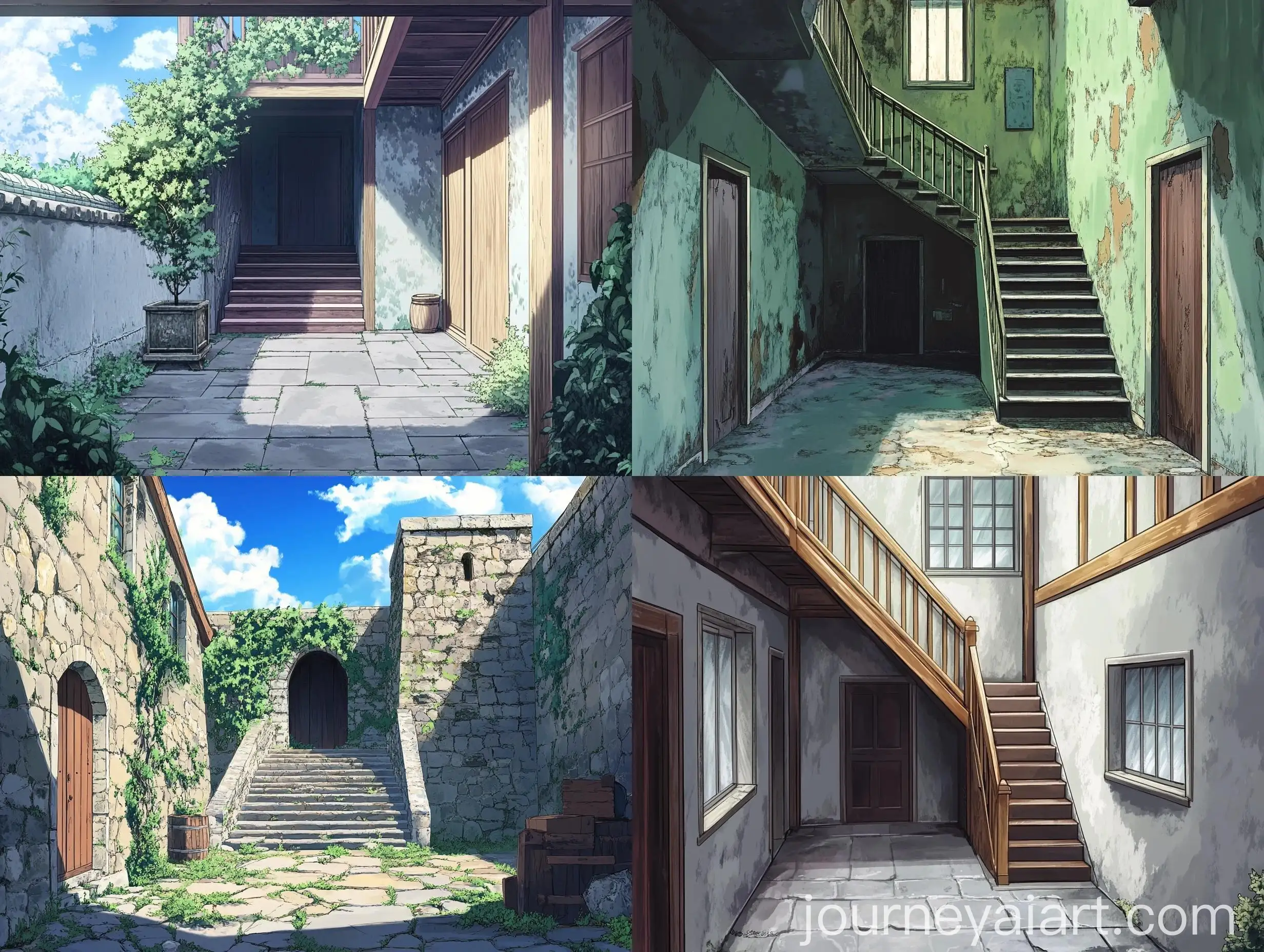 Anime-Style-Staircase-and-Roof-Door-Scene
