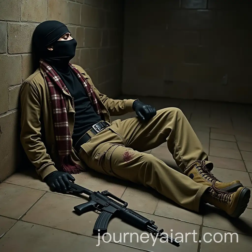 Athletic-Soldier-in-Camouflage-with-AK47-in-Dungeon-Setting