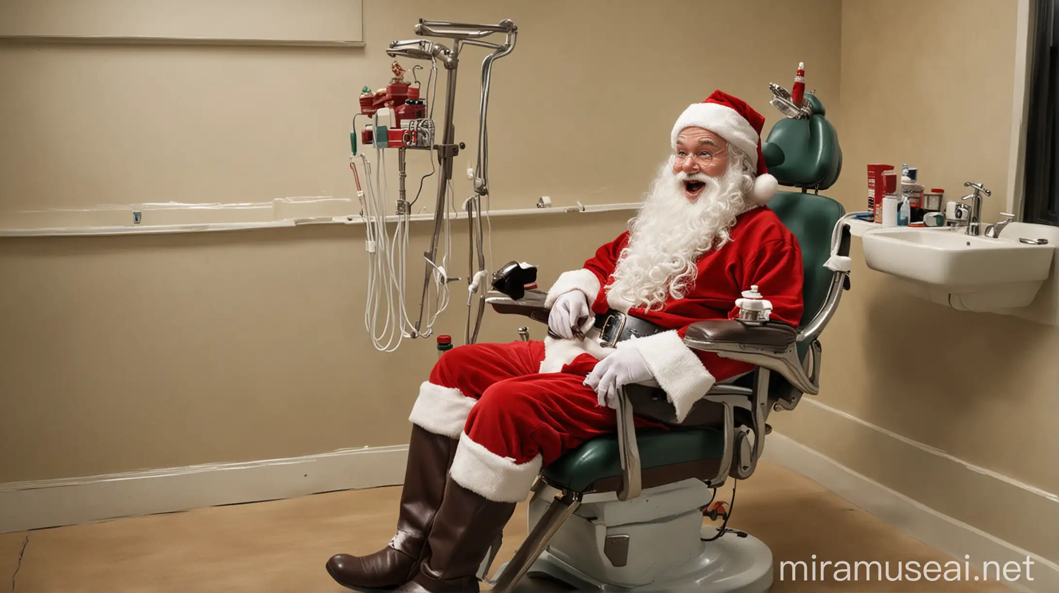 Father Christmas at Dentist Chair