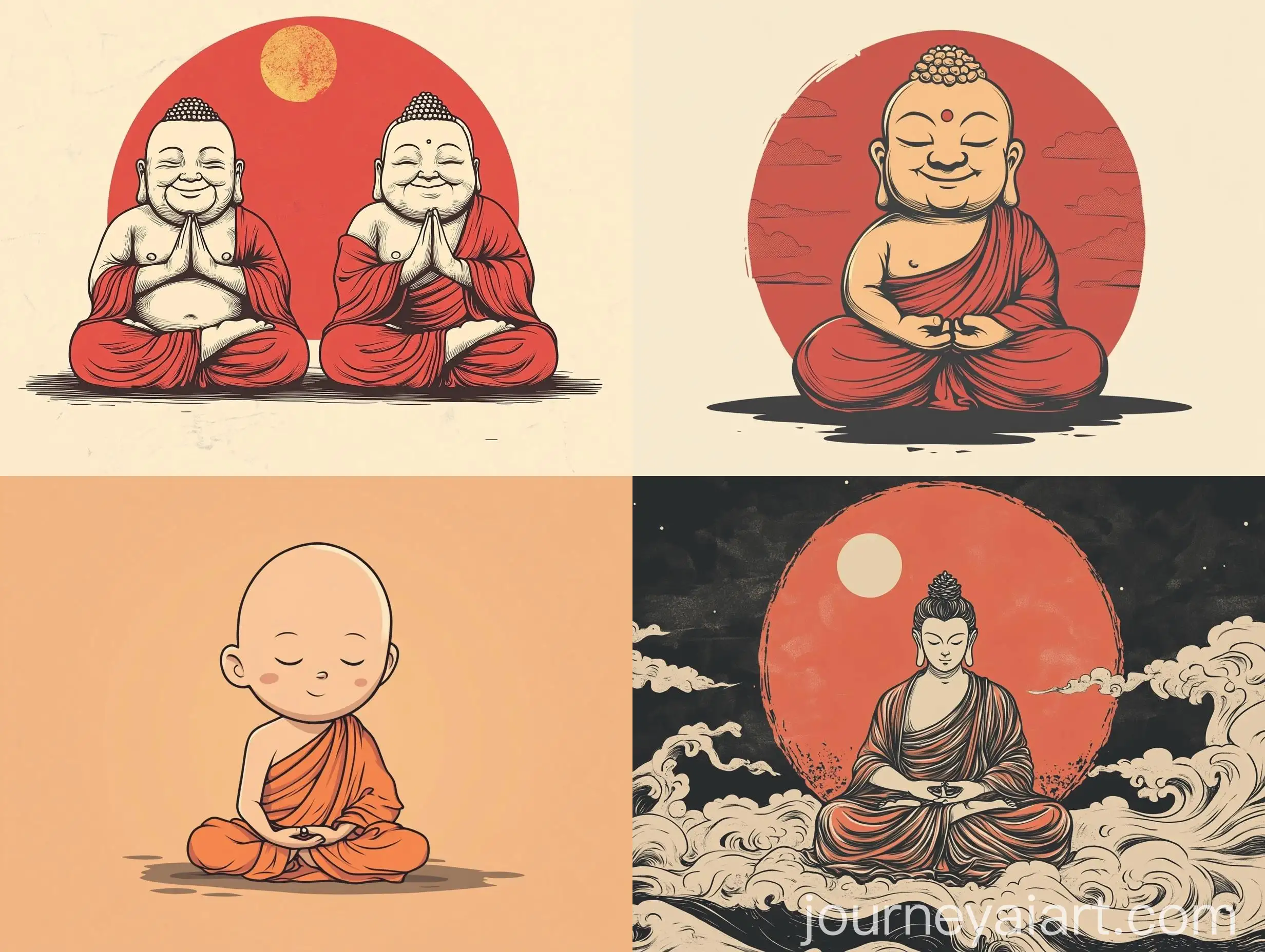 Casual-BuddhistInspired-Cartoon-TShirt-Design