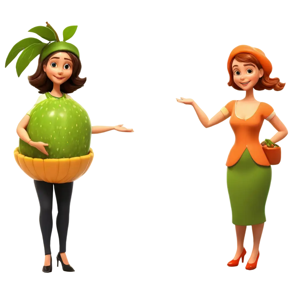 PNG-Cartoon-Clipart-Fruitwoman-Welcoming-Guests-in-High-Resolution