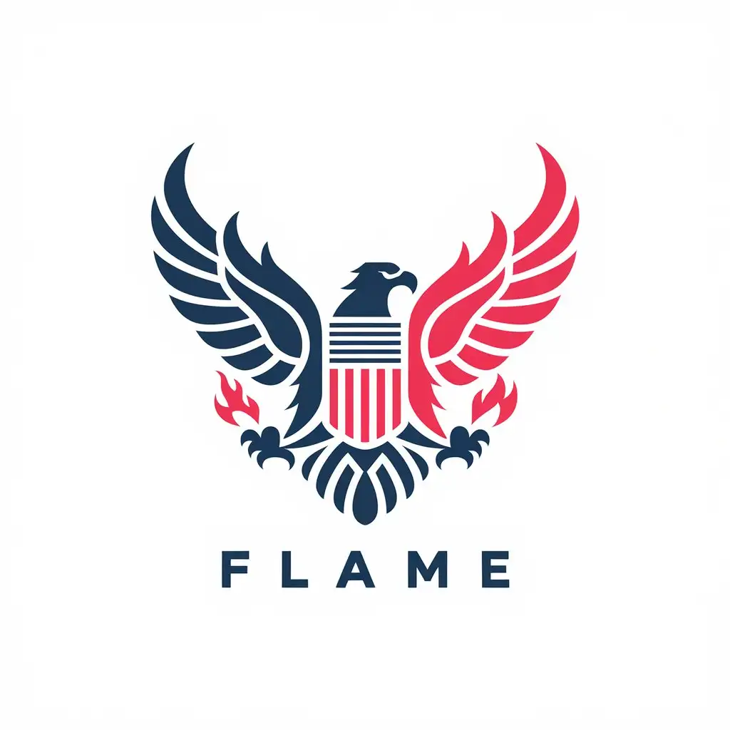 LOGO Design for Flame Eagle with American Flag Symbol in Vector Style